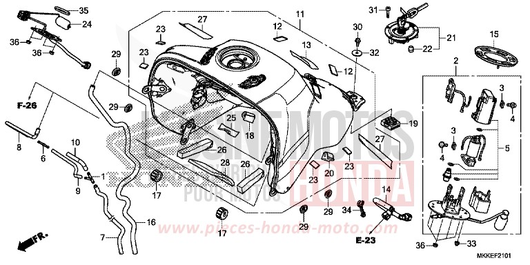 KRAFTSTOFFTANK/KRAFTSTOFFPUMPE (CRF1000A2/AL2/D2/DL2) von Africa Twin PEARL GLARE WHITE (NHB53HB) von 2019